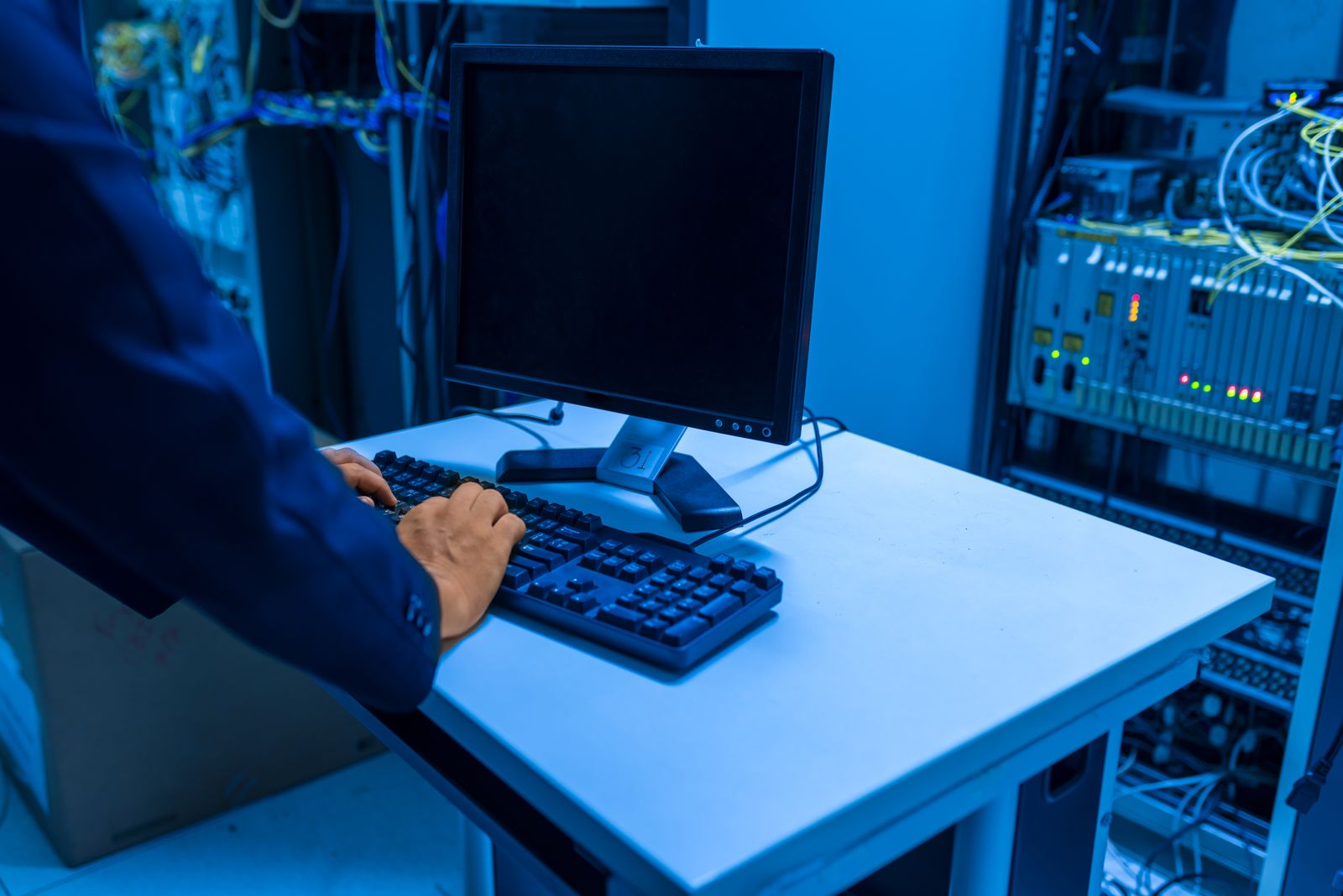 IT engineer working in a server room