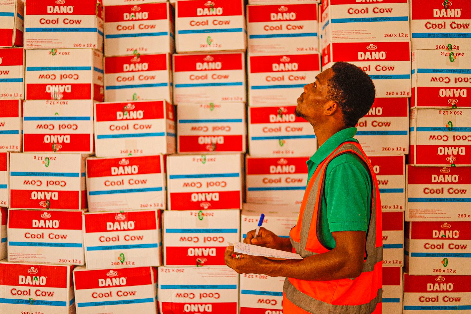 Traders checking stock of packaged goods