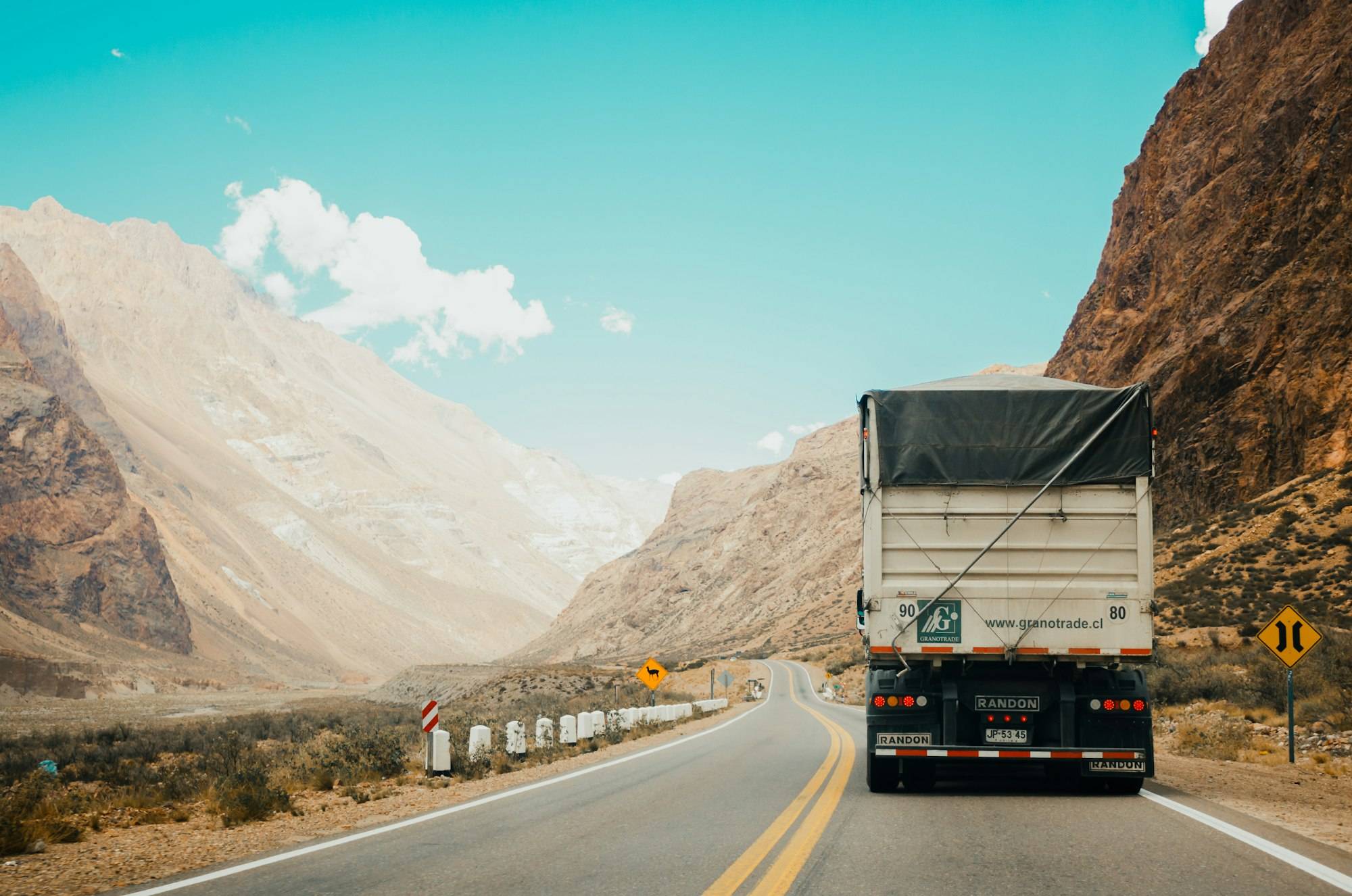 Truck on an open road